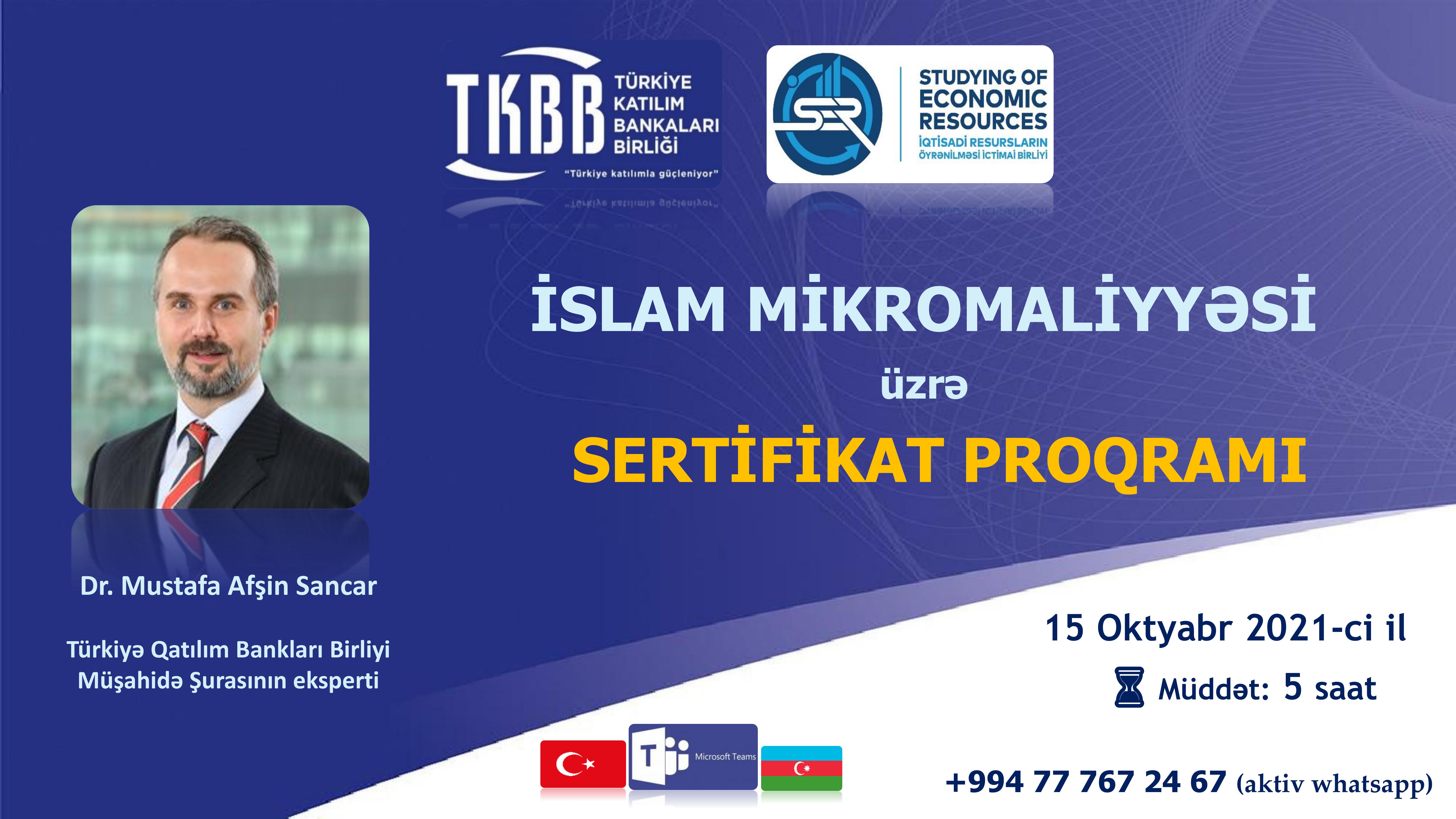 “İslam mikromaliyyəsi” üzrə Beynəlxalq Sertifikatlı, #Online təlim proqramı keçirələcək.